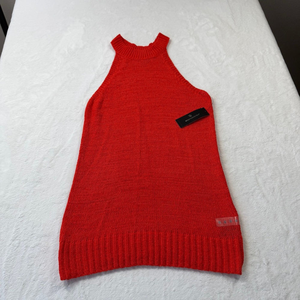 Worthington Halter Knit Top Womens XS Cyber Orange NEW Sleeveles Sweater 211481J